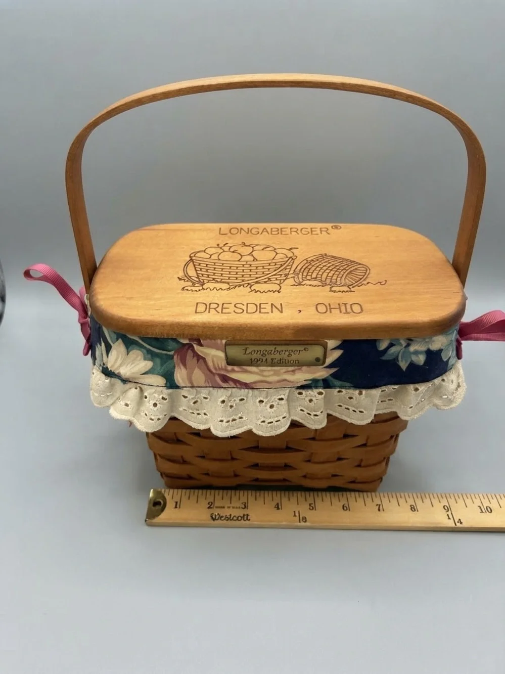 Longaberger 1994 Dresden Basket Combo w/ Family Signatures